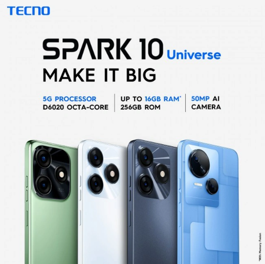 传音Tecno发布最新Spark 10系列手机，配备强劲芯片与摄像头