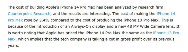 多项升级带来成本压力：iPhone 15系列售价或水涨船高